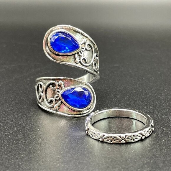 Boho and Bling Faux Sapphire Spoon Ring (light blue) #1322 - Picture 13 of 15